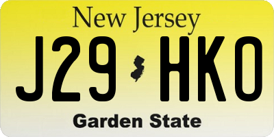 NJ license plate J29HKO
