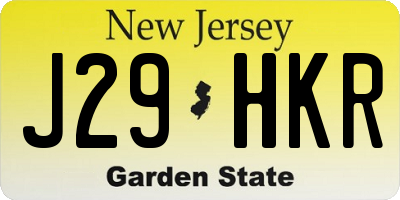 NJ license plate J29HKR