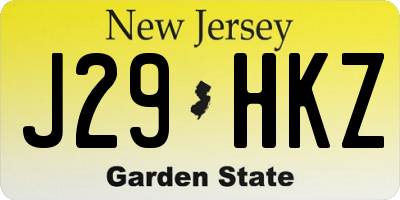 NJ license plate J29HKZ