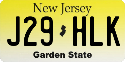 NJ license plate J29HLK