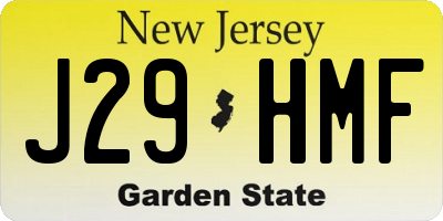 NJ license plate J29HMF