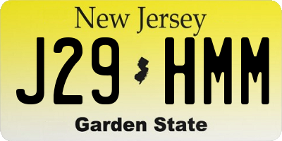 NJ license plate J29HMM
