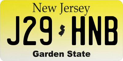 NJ license plate J29HNB
