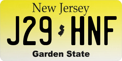 NJ license plate J29HNF