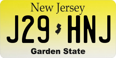 NJ license plate J29HNJ