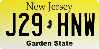 NJ license plate J29HNW