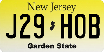 NJ license plate J29HOB