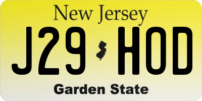 NJ license plate J29HOD