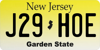 NJ license plate J29HOE