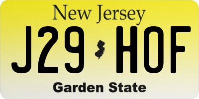 NJ license plate J29HOF