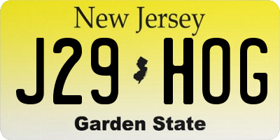 NJ license plate J29HOG