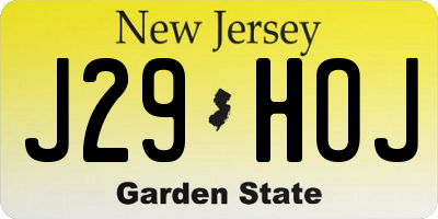 NJ license plate J29HOJ