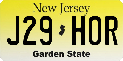 NJ license plate J29HOR