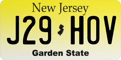 NJ license plate J29HOV