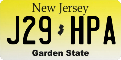 NJ license plate J29HPA
