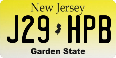 NJ license plate J29HPB