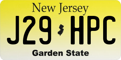 NJ license plate J29HPC