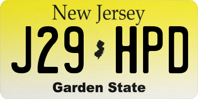 NJ license plate J29HPD