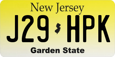 NJ license plate J29HPK