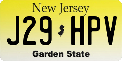 NJ license plate J29HPV