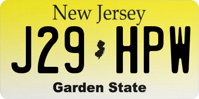 NJ license plate J29HPW