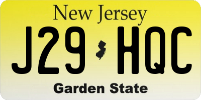NJ license plate J29HQC