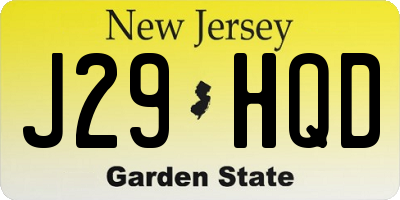 NJ license plate J29HQD