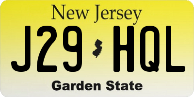 NJ license plate J29HQL