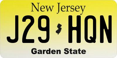 NJ license plate J29HQN