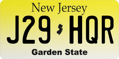 NJ license plate J29HQR