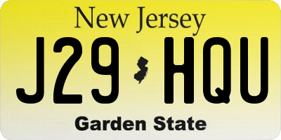 NJ license plate J29HQU