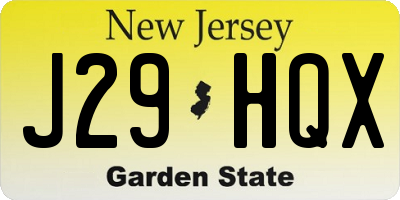 NJ license plate J29HQX