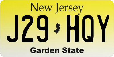 NJ license plate J29HQY