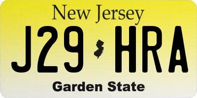 NJ license plate J29HRA
