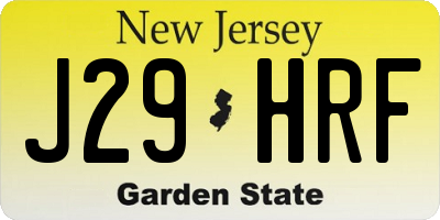 NJ license plate J29HRF