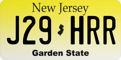 NJ license plate J29HRR