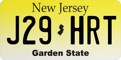 NJ license plate J29HRT