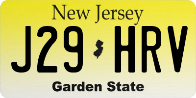 NJ license plate J29HRV