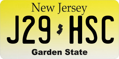 NJ license plate J29HSC