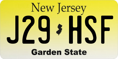 NJ license plate J29HSF