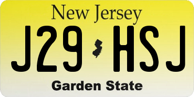 NJ license plate J29HSJ