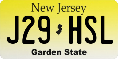 NJ license plate J29HSL