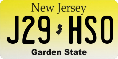 NJ license plate J29HSO