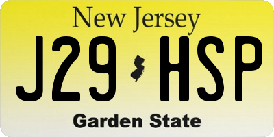 NJ license plate J29HSP