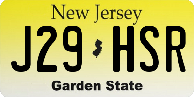 NJ license plate J29HSR