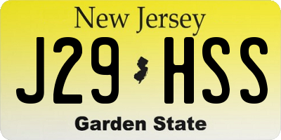 NJ license plate J29HSS