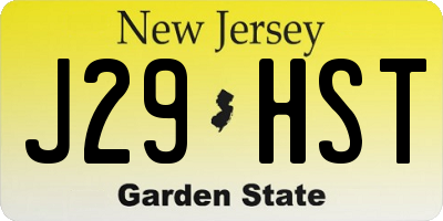 NJ license plate J29HST