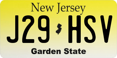 NJ license plate J29HSV