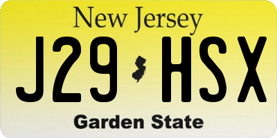 NJ license plate J29HSX