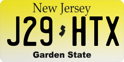 NJ license plate J29HTX
